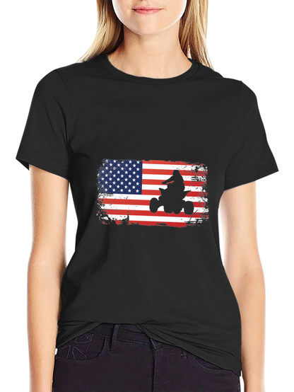 American Flag ATV Rider Graphic Tee - Patriotic Shirt