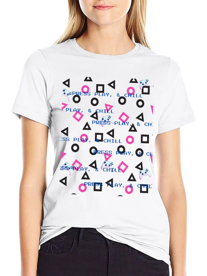 Press Play & Chill Gamer T-Shirt - Retro Design