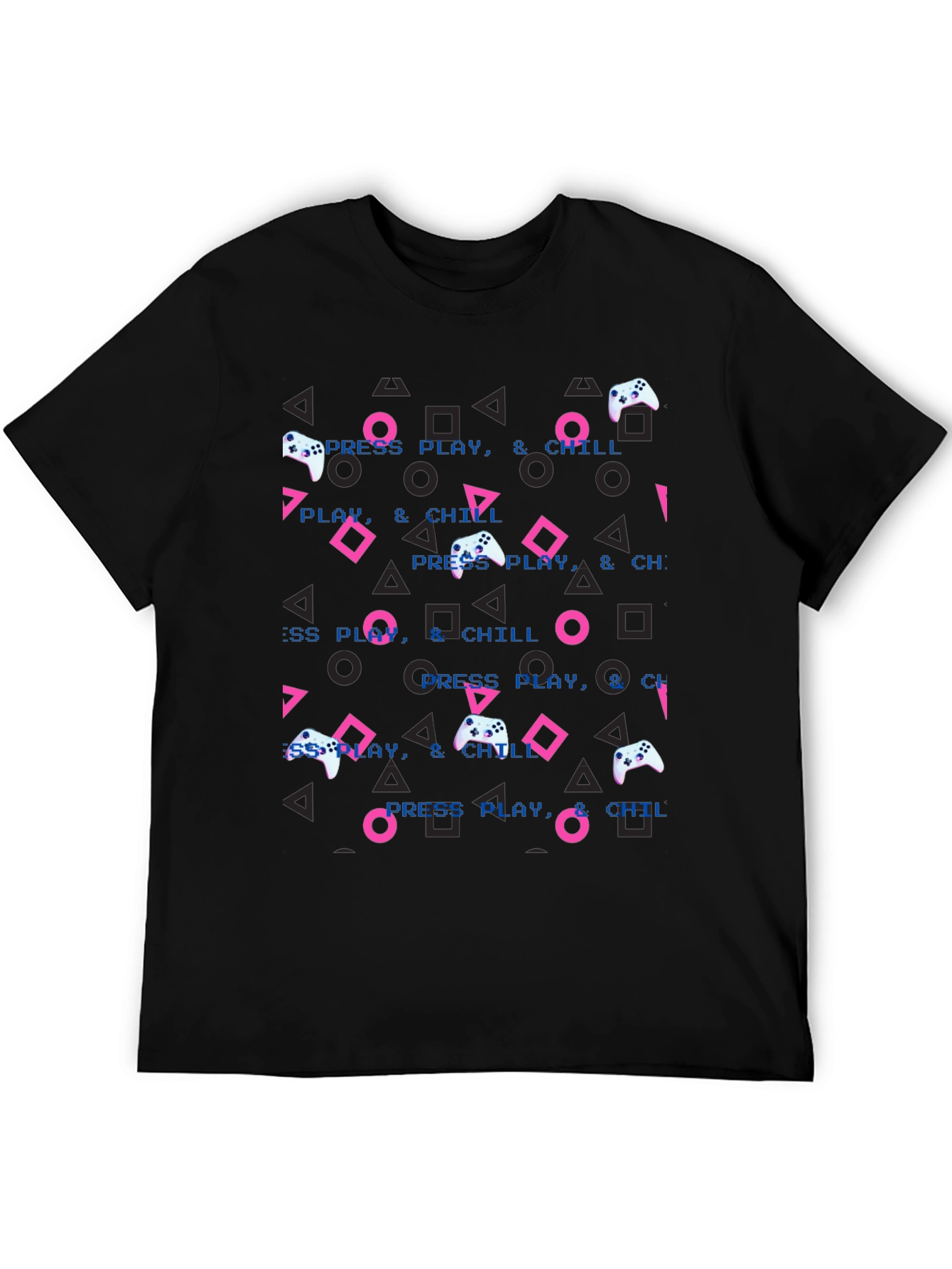 Press Play & Chill Gamer T-Shirt - Retro Design