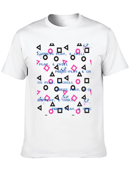 Press Play & Chill Gamer T-Shirt - Retro Design
