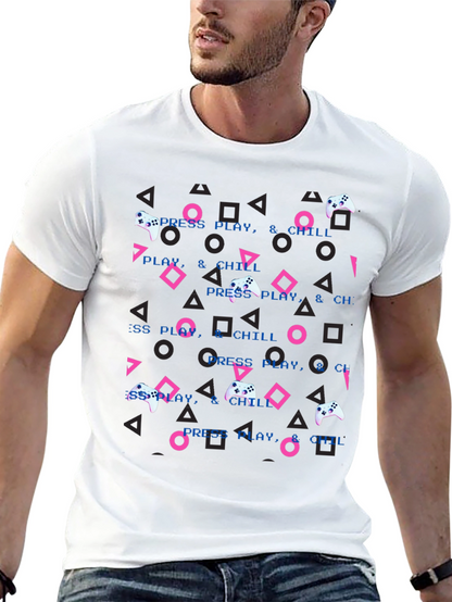 Press Play & Chill Gamer T-Shirt - Retro Design