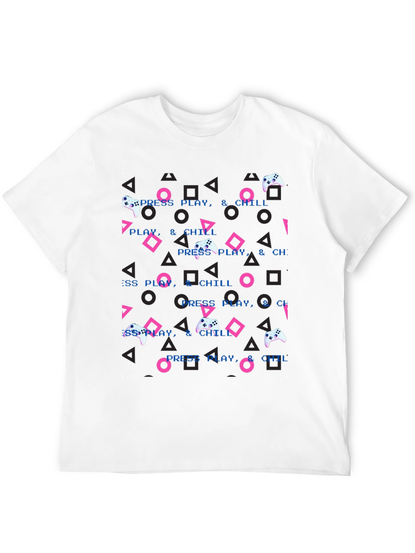 Press Play & Chill Gamer T-Shirt - Retro Design