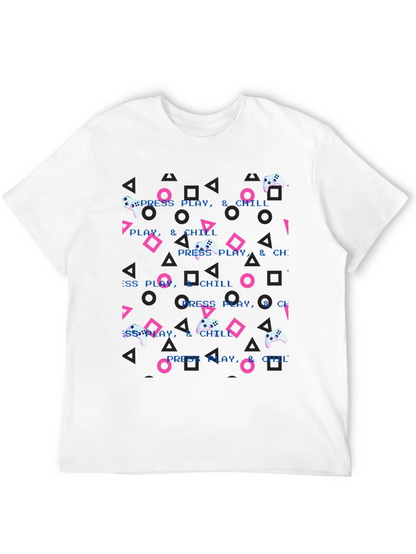Press Play & Chill Gamer T-Shirt - Retro Design