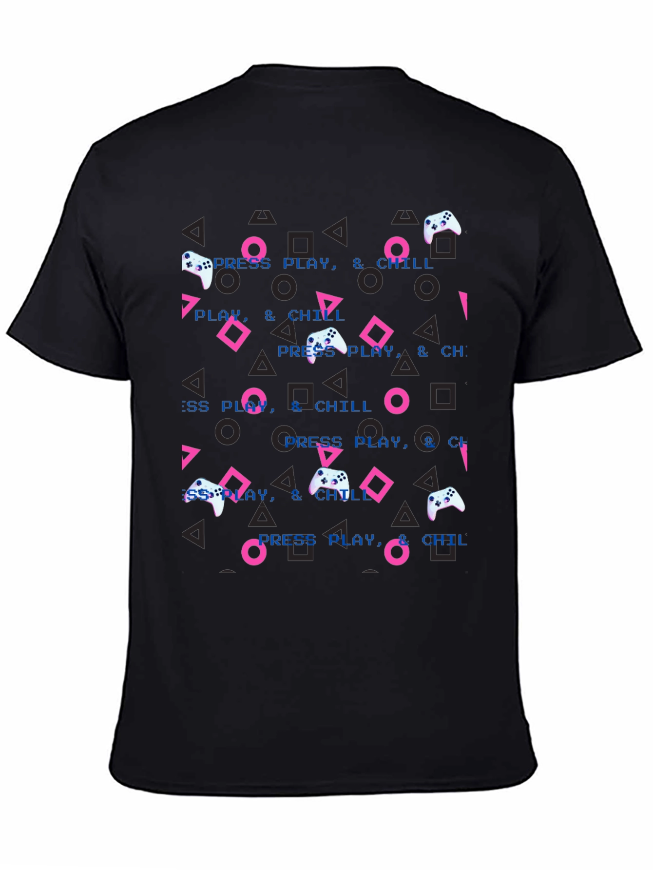 Press Play & Chill Gamer T-Shirt - Retro Design