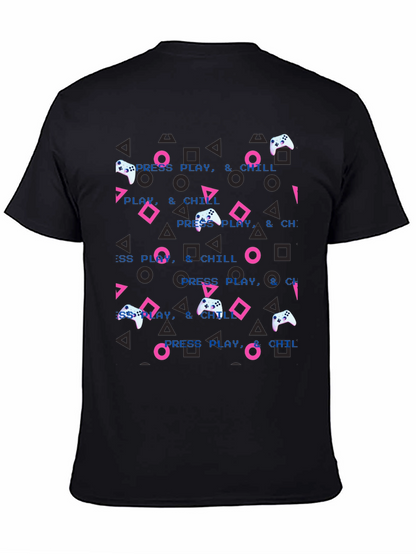 Press Play & Chill Gamer T-Shirt - Retro Design