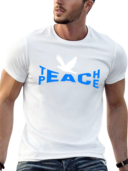 Peace Dove Graphic T-Shirt - Blue Text Black Tee