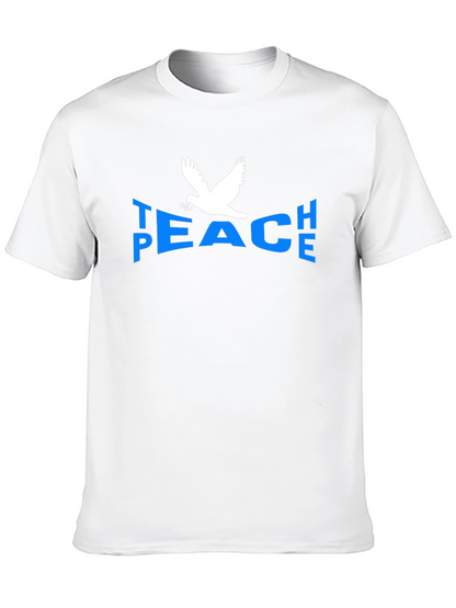 Peace Dove Graphic T-Shirt - Blue Text Black Tee