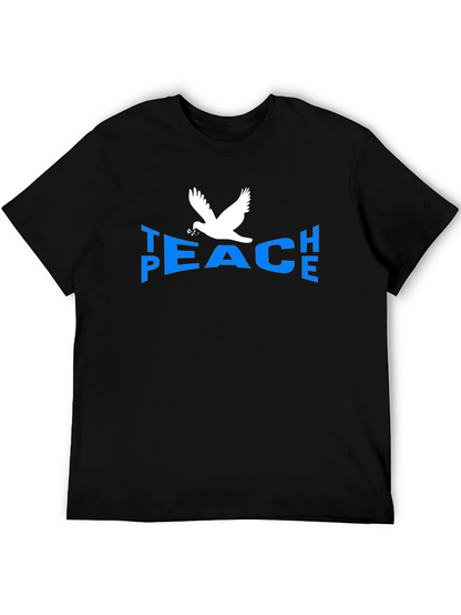 Peace Dove Graphic T-Shirt - Blue Text Black Tee