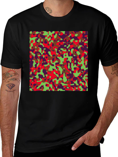 Camo Pattern Mens Black Tee