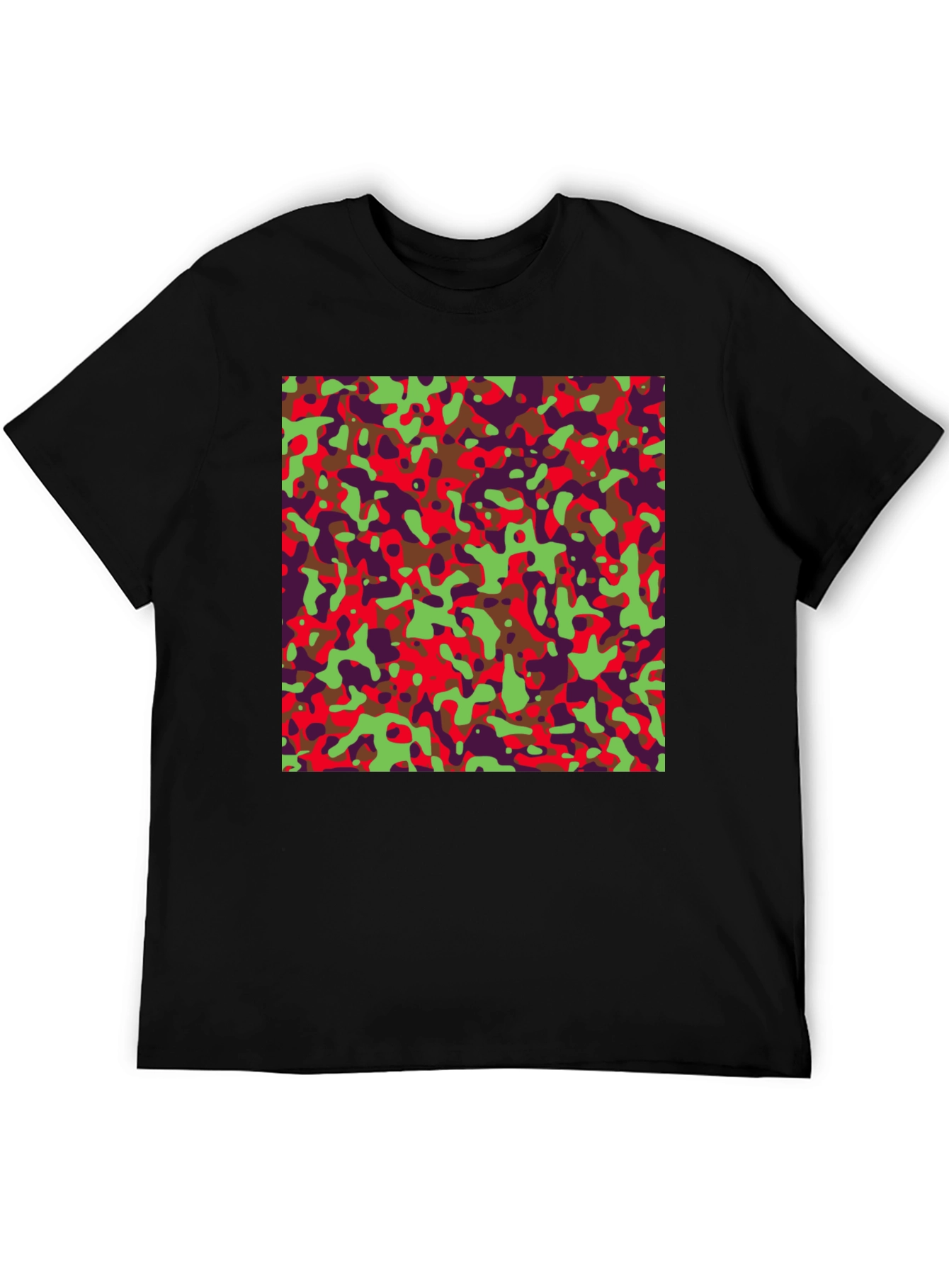 Camo Pattern Mens Black Tee