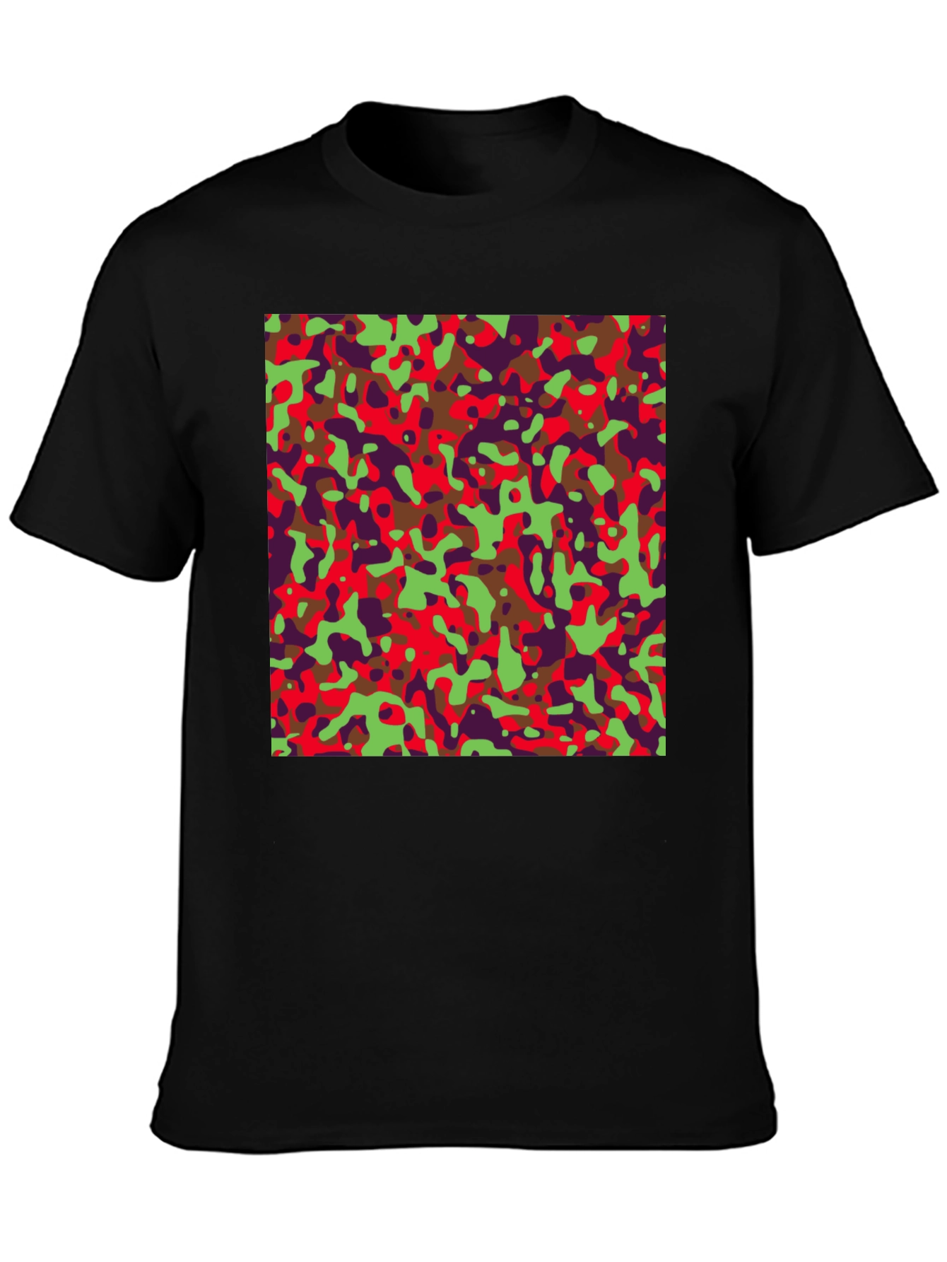 Camo Pattern Mens Black Tee
