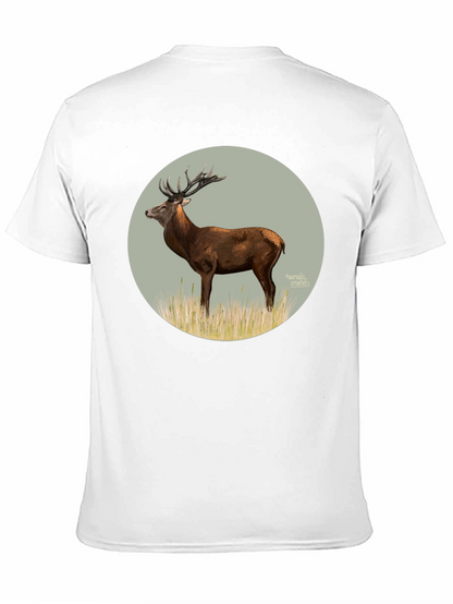 Deer Graphic Tee - Black Cotton T-Shirt