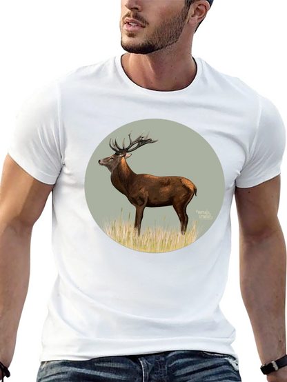 Deer Graphic Tee - Black Cotton T-Shirt
