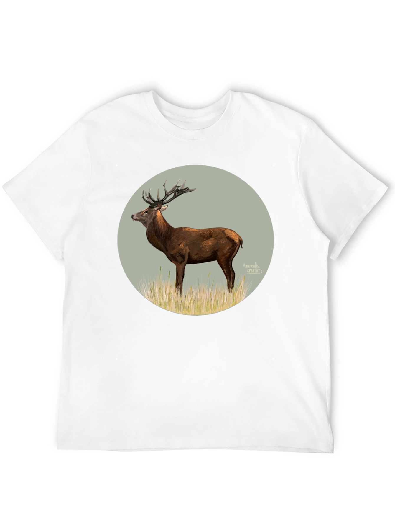 Deer Graphic Tee - Black Cotton T-Shirt