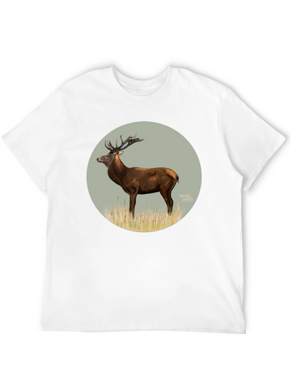 Deer Graphic Tee - Black Cotton T-Shirt