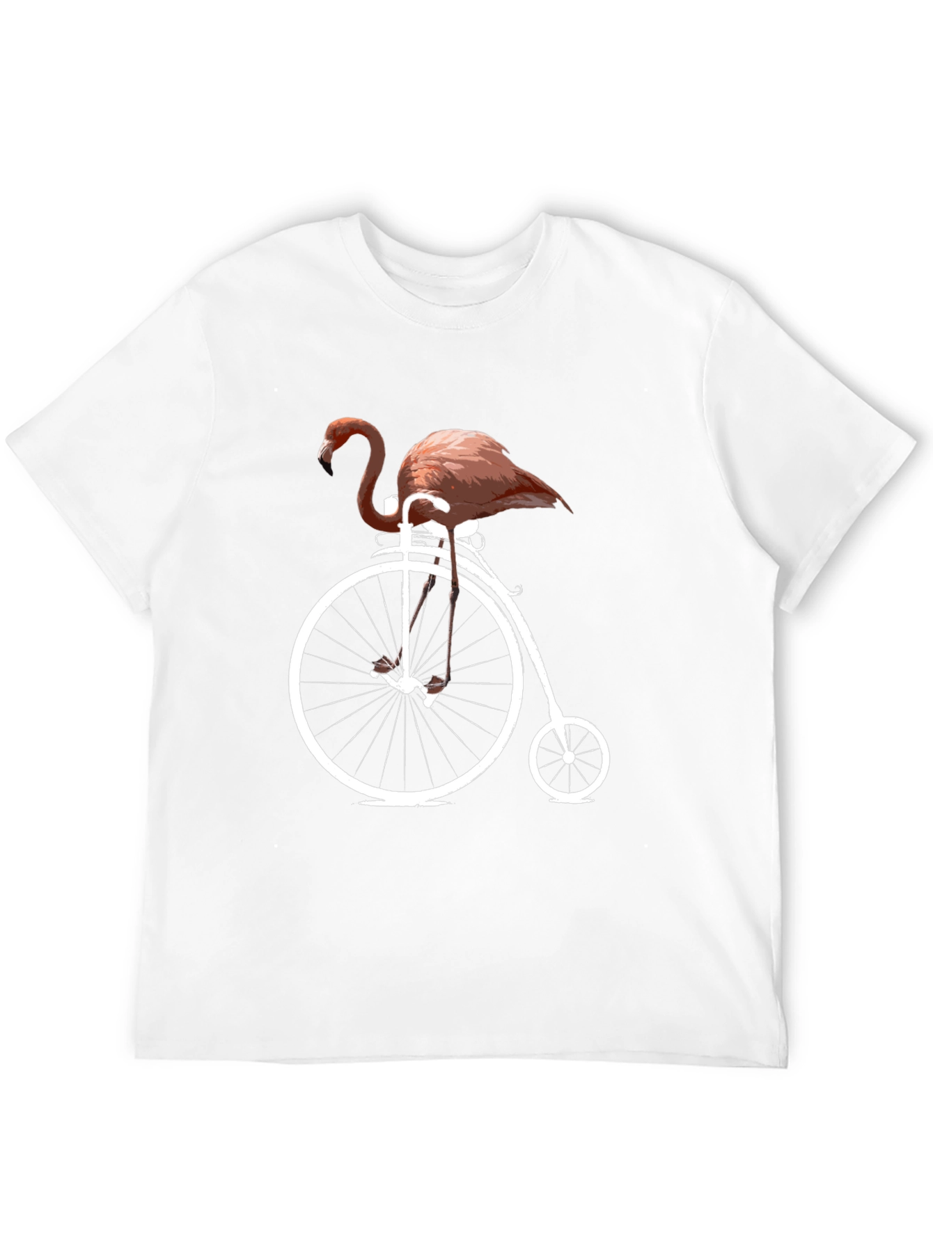 Flamingo on Bike Graphic Tee - Black Cotton T-Shirt