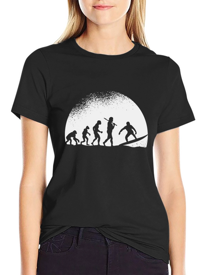 Evolution of Surfing Graphic Tee - Black Cotton T-Shirt