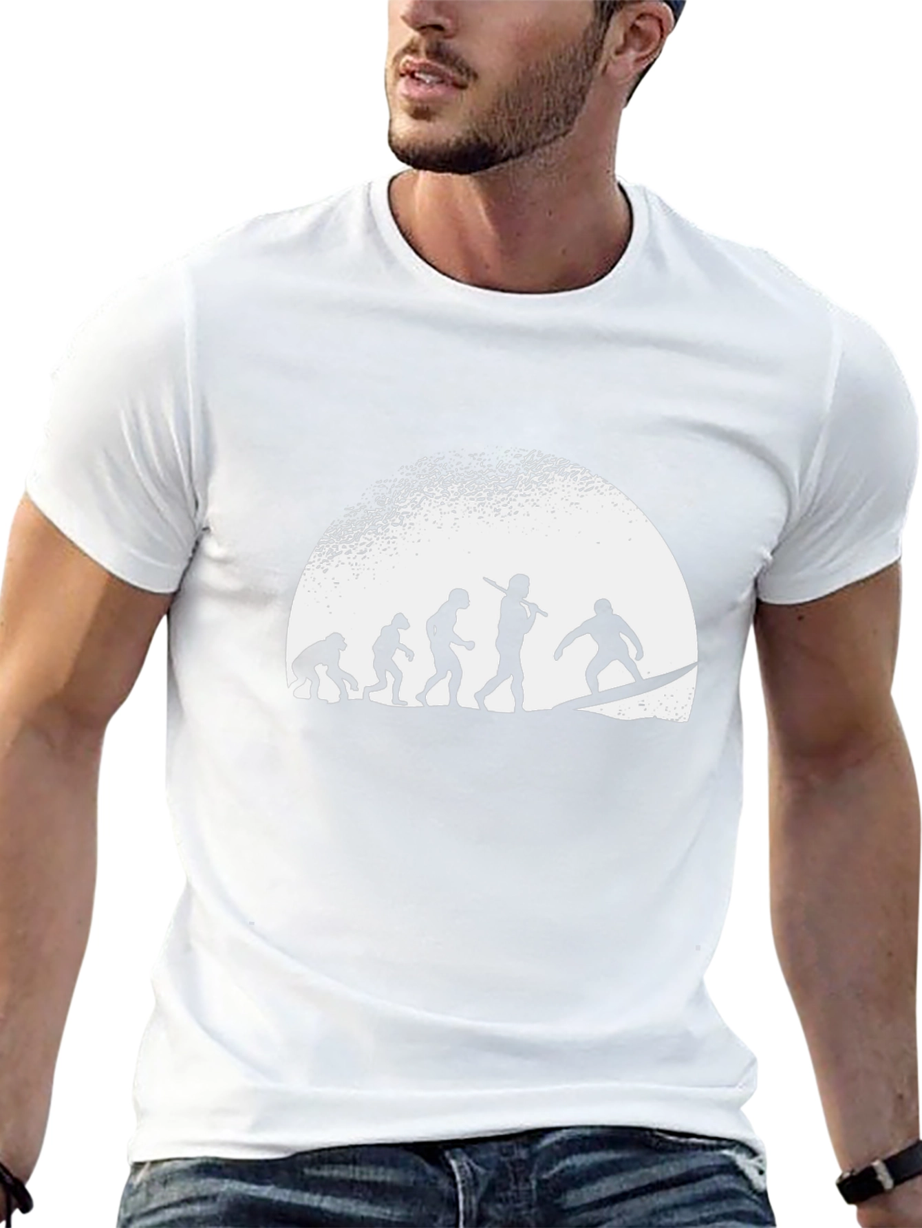 Evolution of Surfing Graphic Tee - Black Cotton T-Shirt