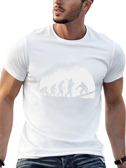 Evolution of Surfing Graphic Tee - Black Cotton T-Shirt