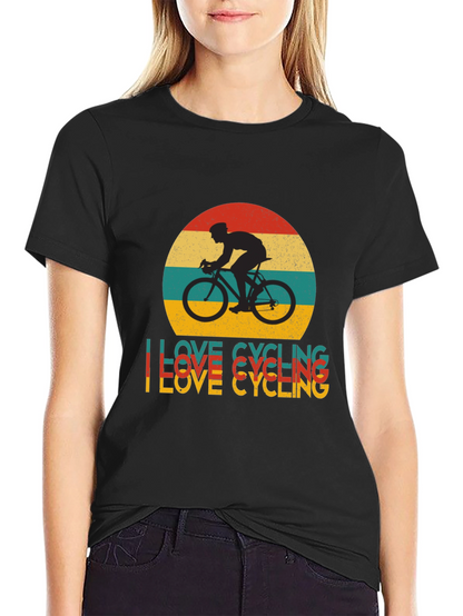 I Love Cycling Retro Graphic Tee - Black T-Shirt