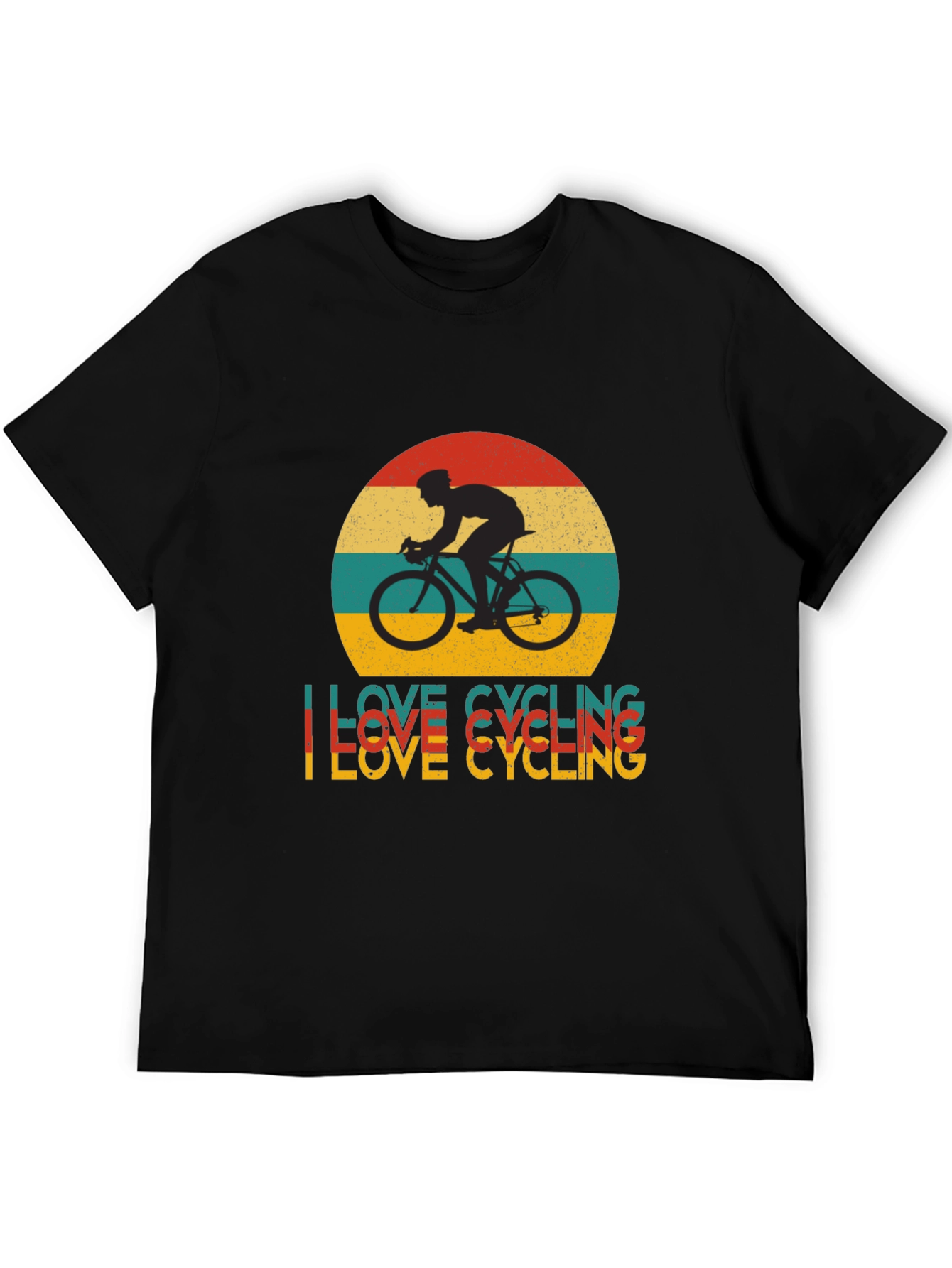I Love Cycling Retro Graphic Tee - Black T-Shirt