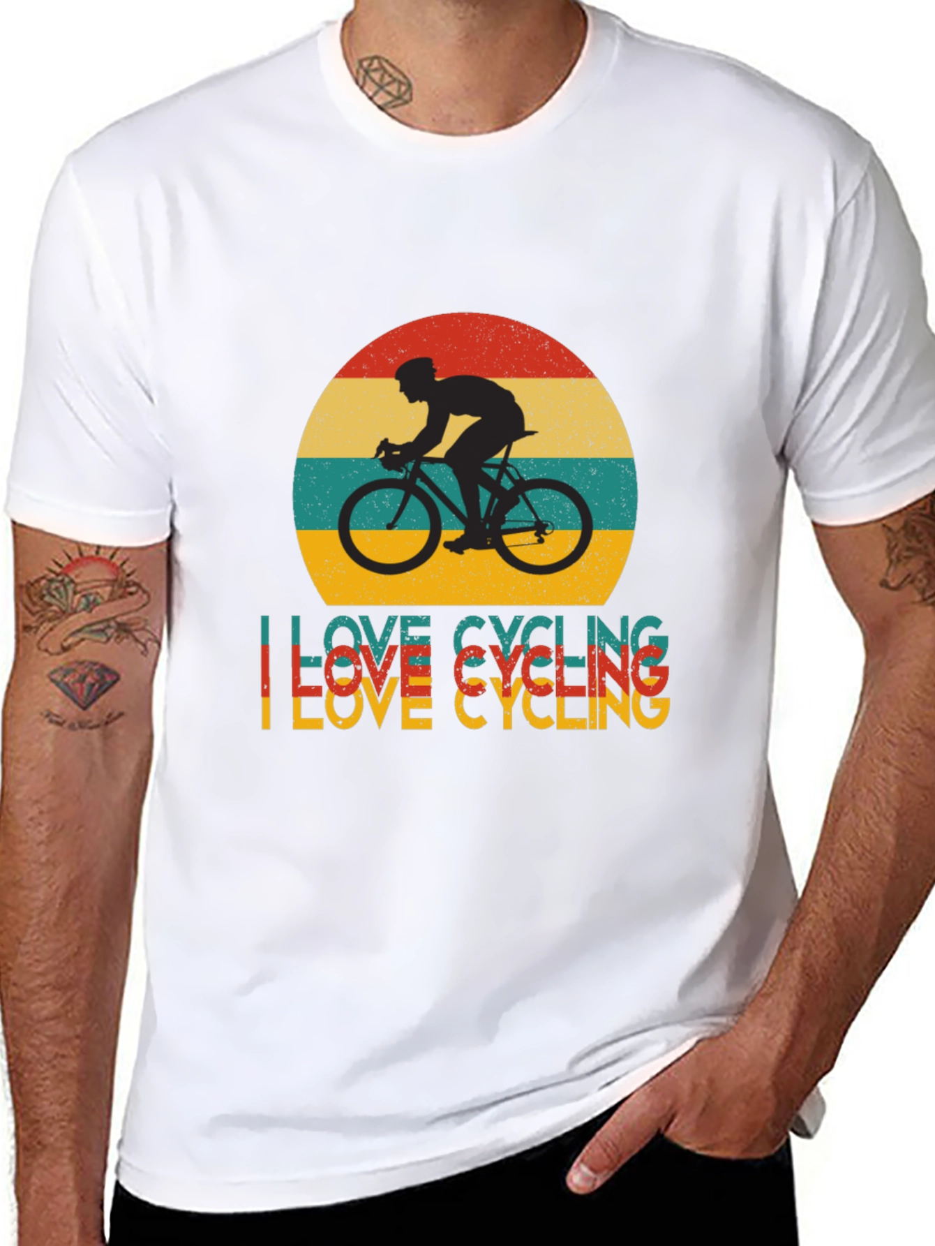 I Love Cycling Retro Graphic Tee - Black T-Shirt