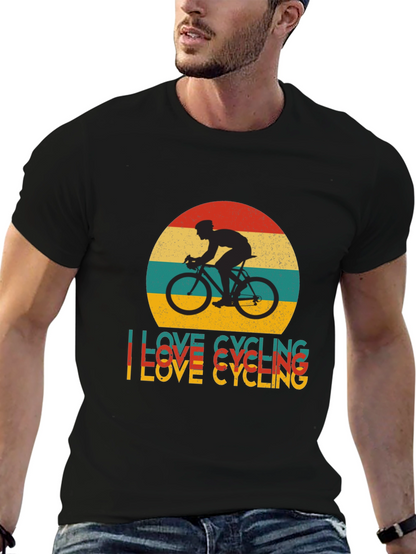 I Love Cycling Retro Graphic Tee - Black T-Shirt
