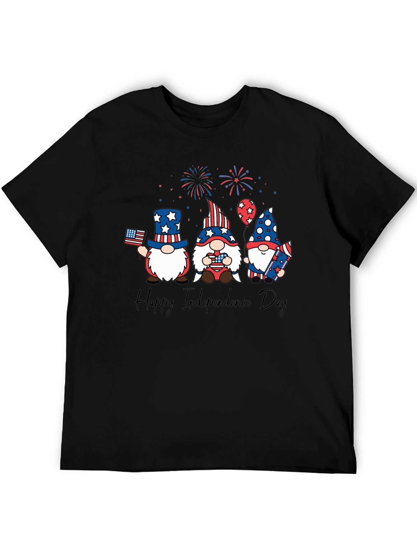Patriotic Gnome Independence Day Black T-Shirt