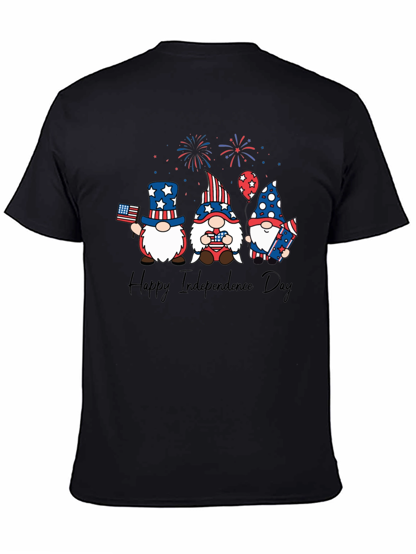Patriotic Gnome Independence Day Black T-Shirt