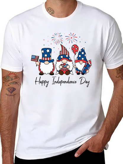 Patriotic Gnome Independence Day Black T-Shirt