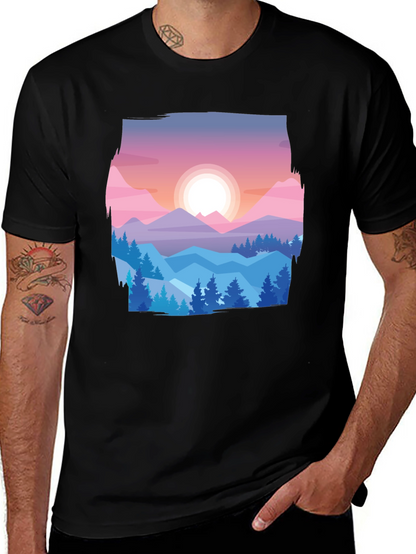 Mountain Sunset Graphic Tee - Nature Lovers T-Shirt