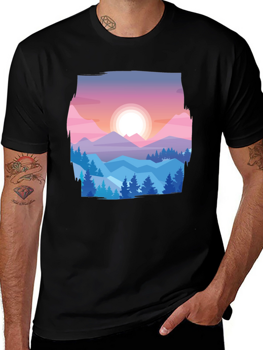 Mountain Sunset Graphic Tee - Nature Lovers T-Shirt