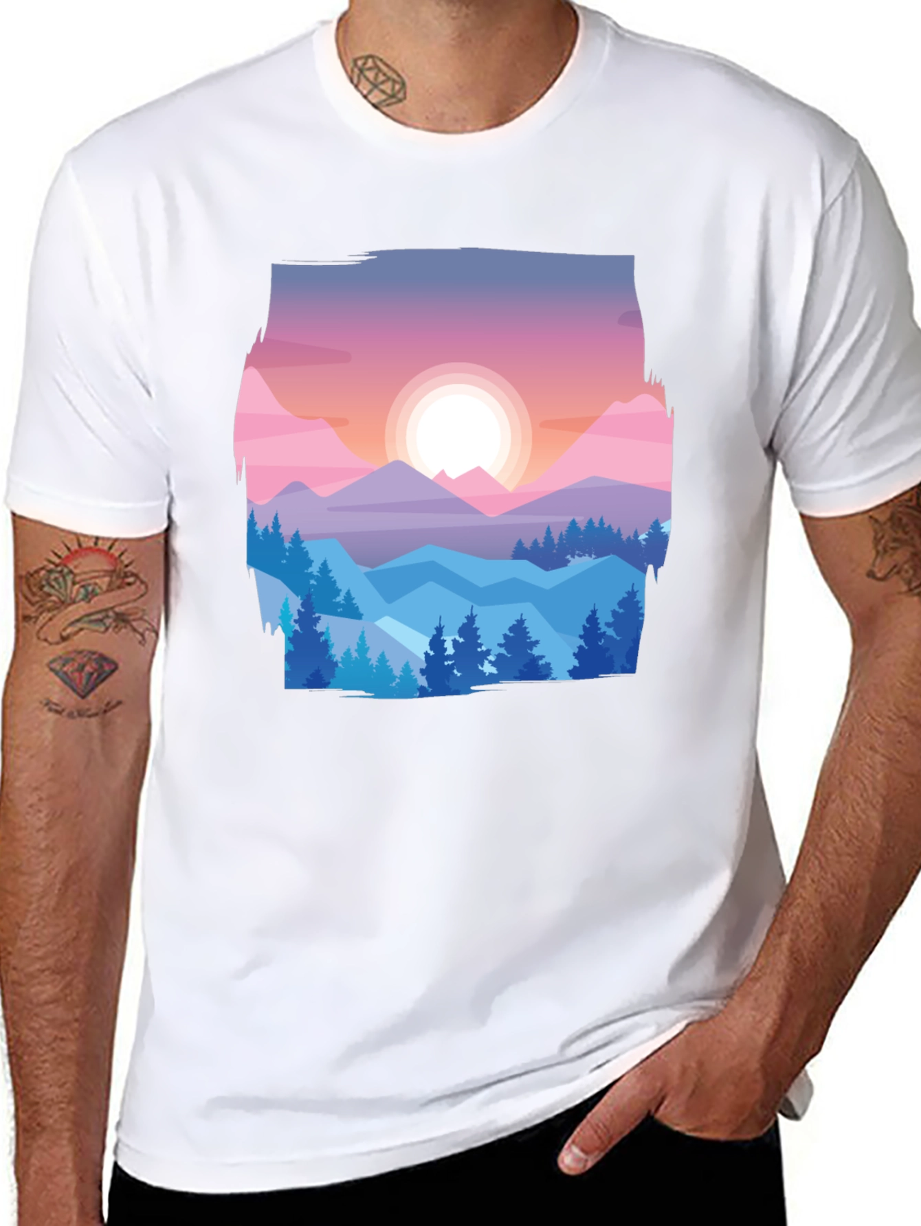Mountain Sunset Graphic Tee - Nature Lovers T-Shirt