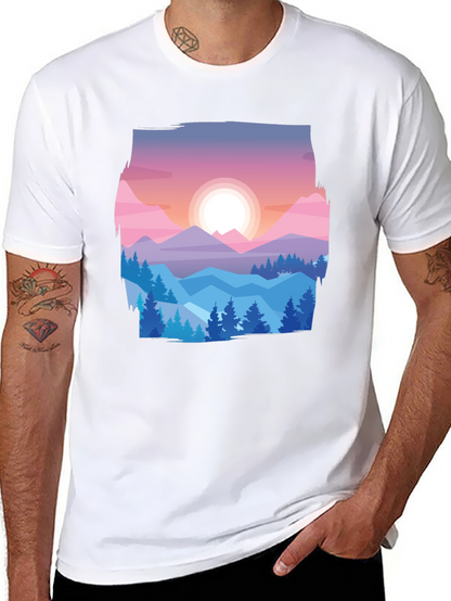 Mountain Sunset Graphic Tee - Nature Lovers T-Shirt