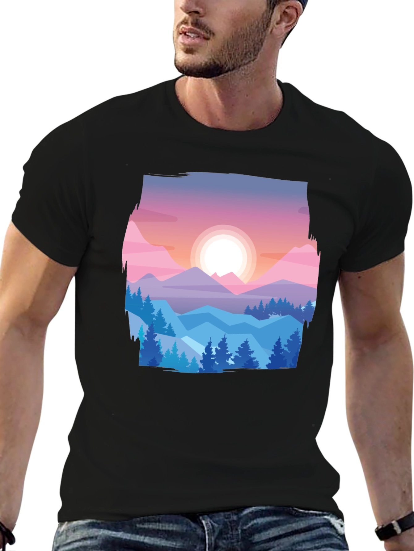 Mountain Sunset Graphic Tee - Nature Lovers T-Shirt