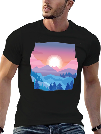 Mountain Sunset Graphic Tee - Nature Lovers T-Shirt