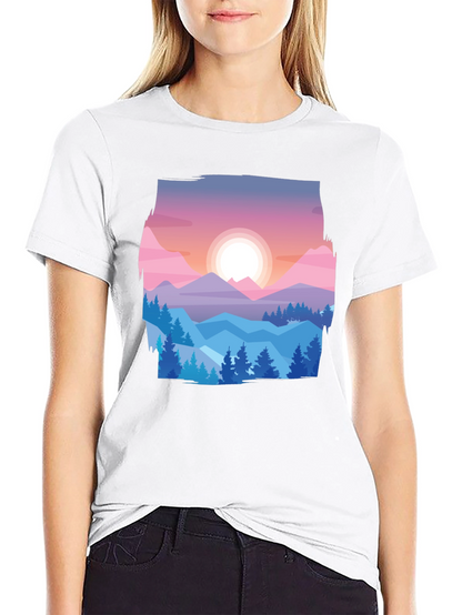 Mountain Sunset Graphic Tee - Nature Lovers T-Shirt