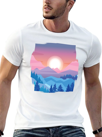 Mountain Sunset Graphic Tee - Nature Lovers T-Shirt