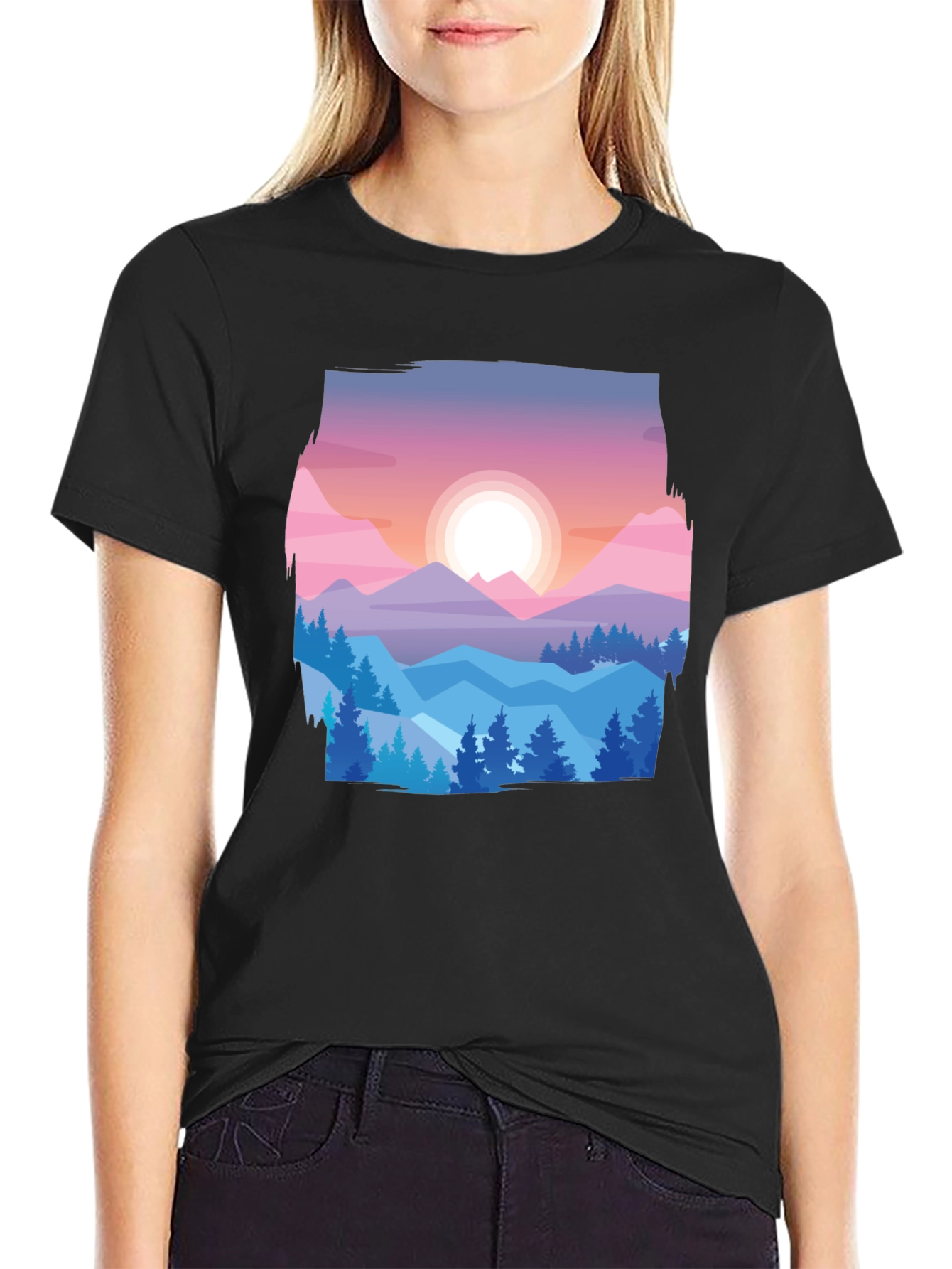 Mountain Sunset Graphic Tee - Nature Lovers T-Shirt
