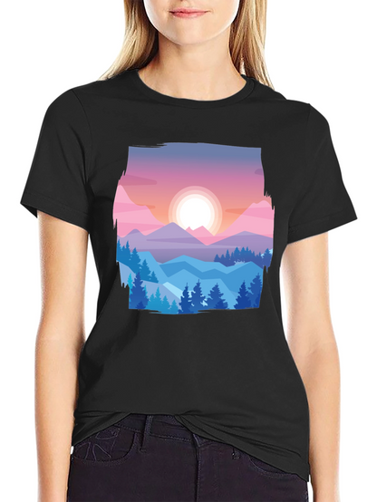 Mountain Sunset Graphic Tee - Nature Lovers T-Shirt
