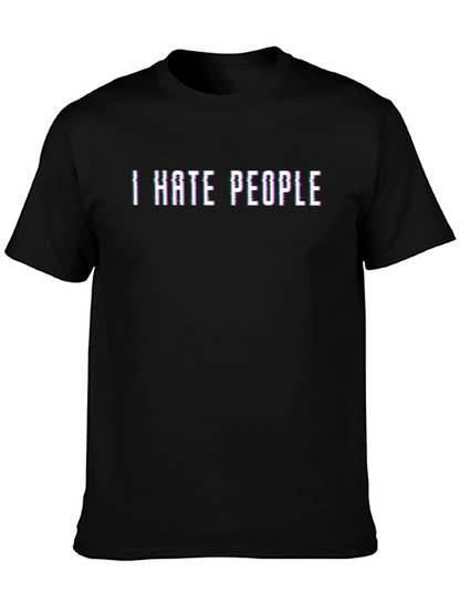 I Hate People Glitch Black T-Shirt