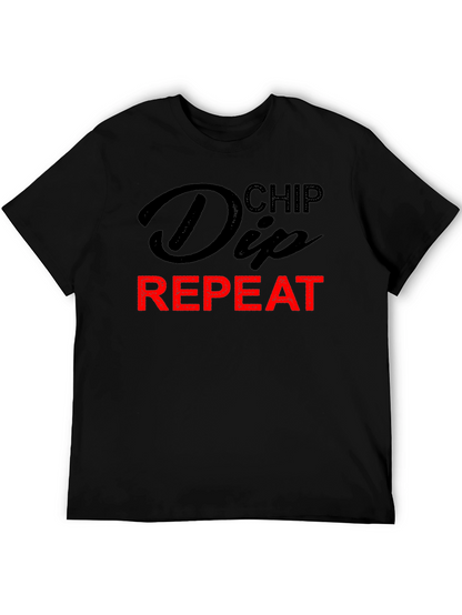 Chip Dip Repeat T-Shirt - Humorous Foodie Tee