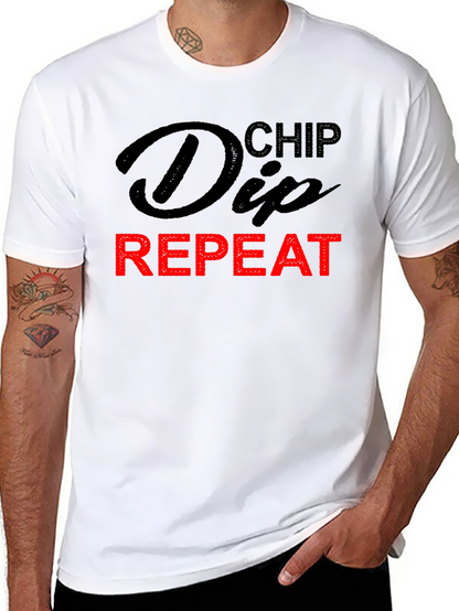 Chip Dip Repeat T-Shirt - Humorous Foodie Tee
