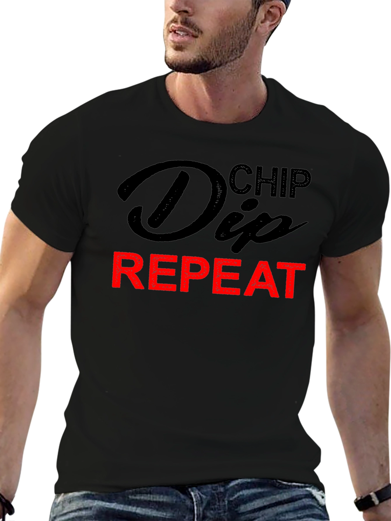 Chip Dip Repeat T-Shirt - Humorous Foodie Tee