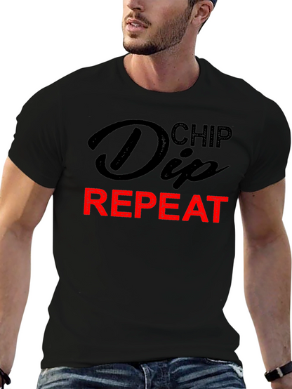 Chip Dip Repeat T-Shirt - Humorous Foodie Tee