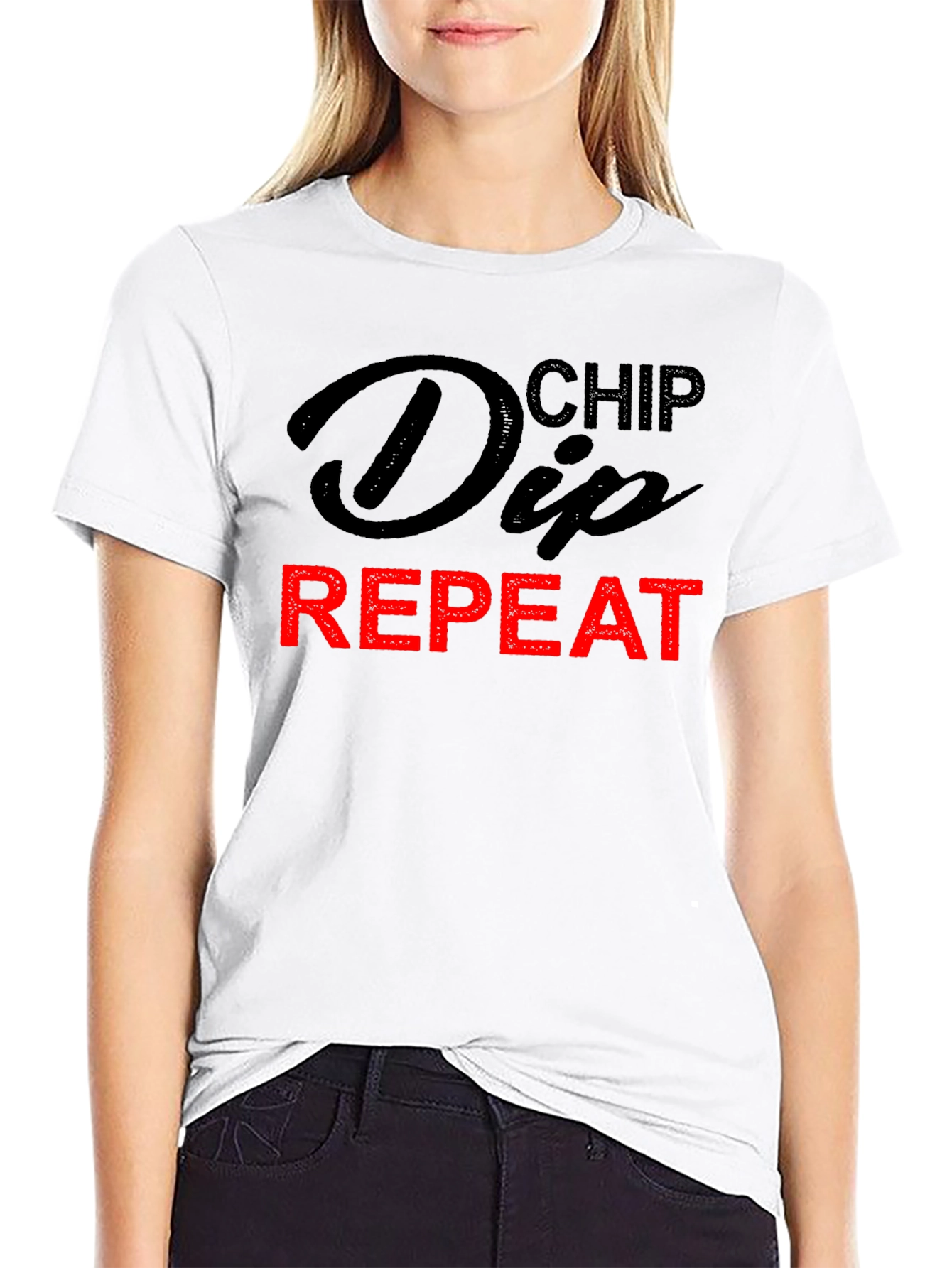 Chip Dip Repeat T-Shirt - Humorous Foodie Tee