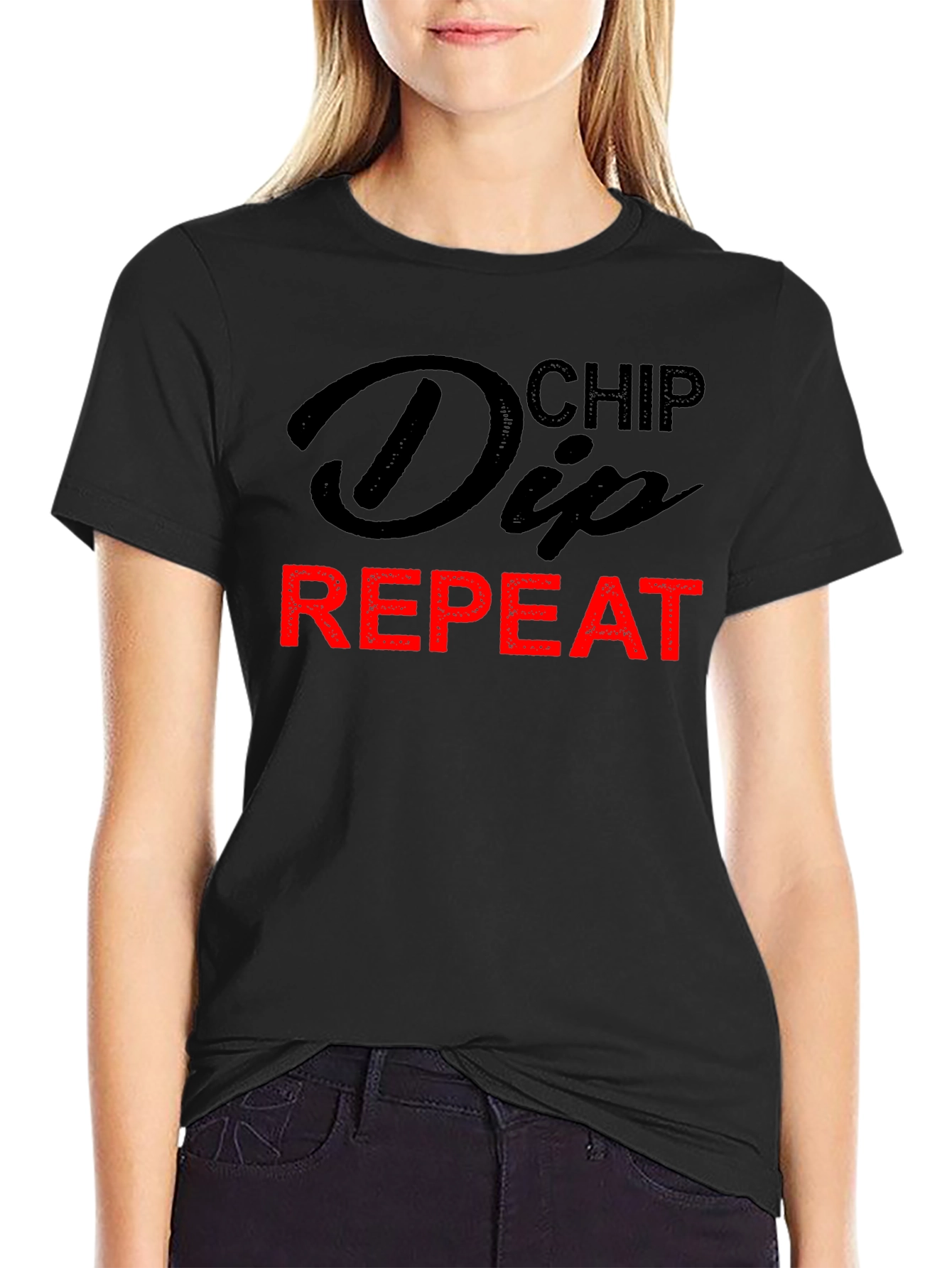 Chip Dip Repeat T-Shirt - Humorous Foodie Tee