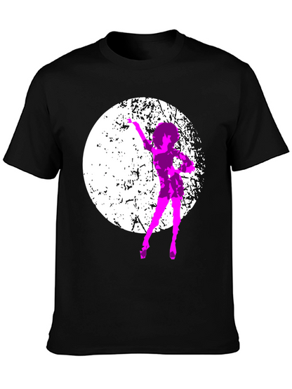 Retro Dancer Graphic Tee - Black Cotton T-Shirt