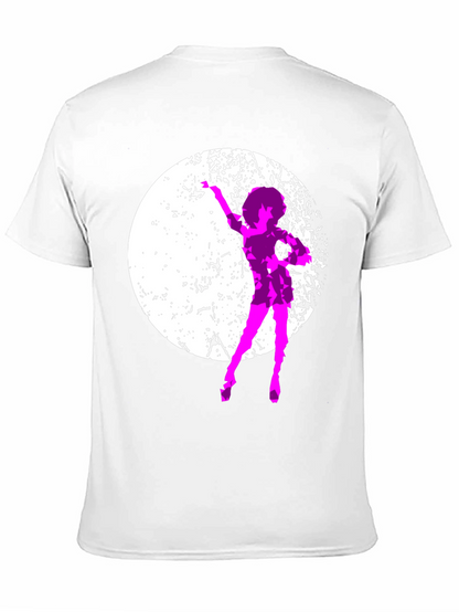 Retro Dancer Graphic Tee - Black Cotton T-Shirt