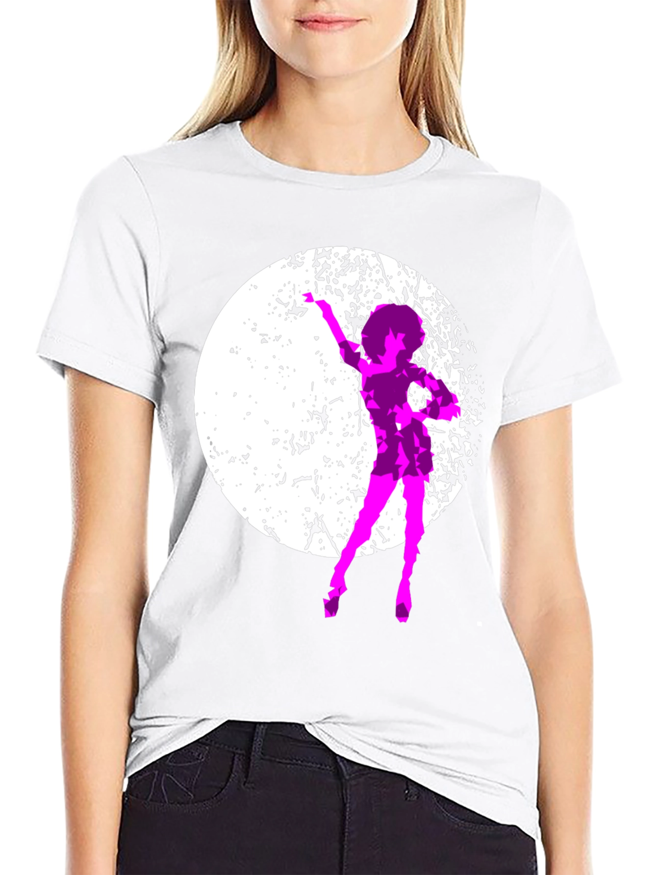 Retro Dancer Graphic Tee - Black Cotton T-Shirt